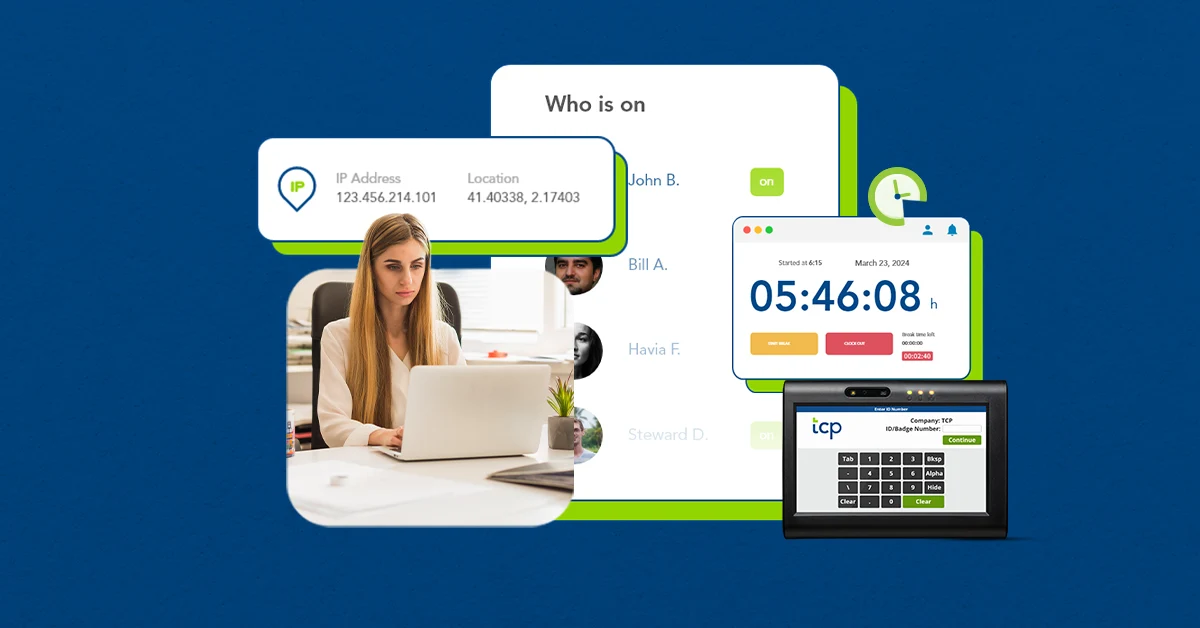 A collage of product and services to counteract time theft through software
