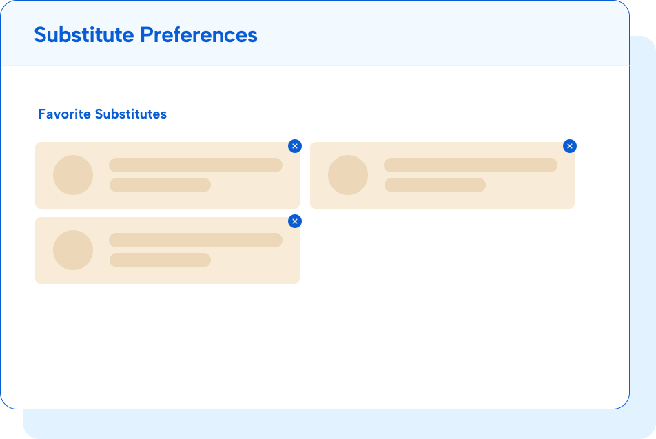 InstaSub - Preferred substitutes